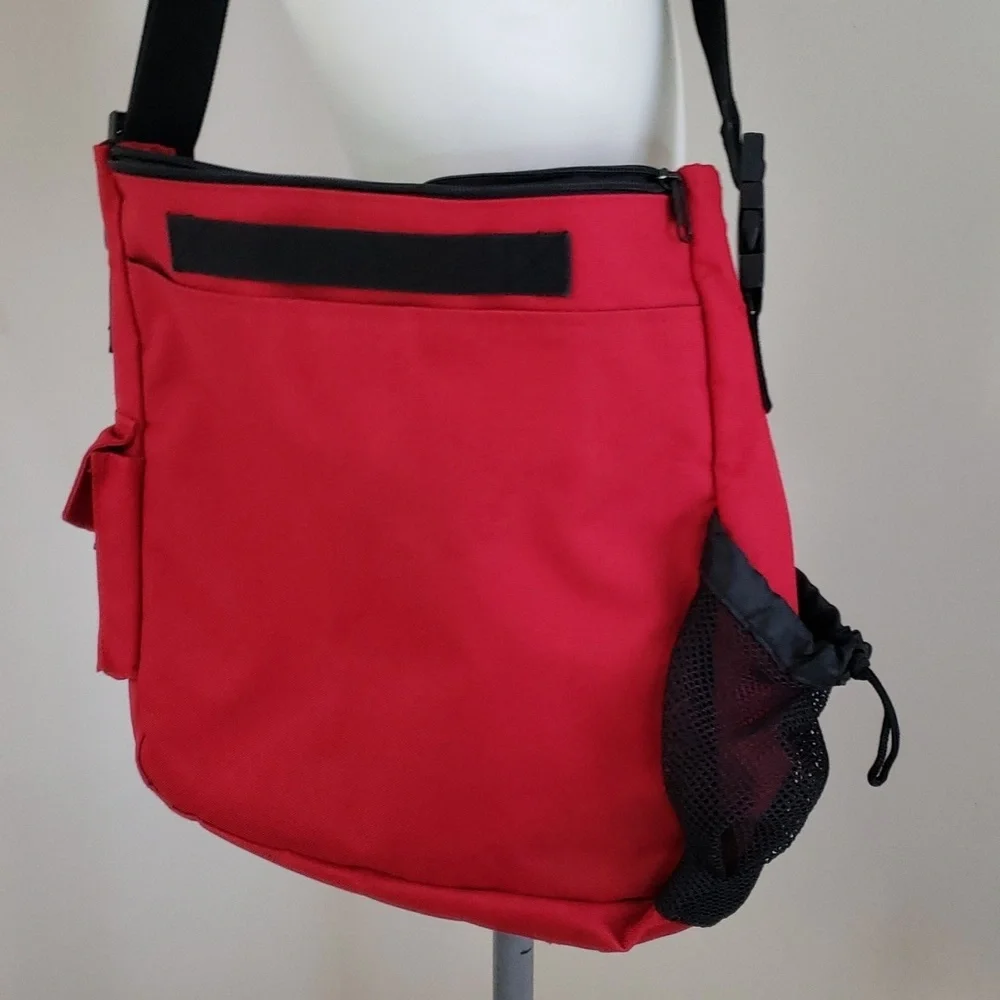 Skip Hop Diaper Bag Red Duo Stroller Friendly, Calvin embroidered.